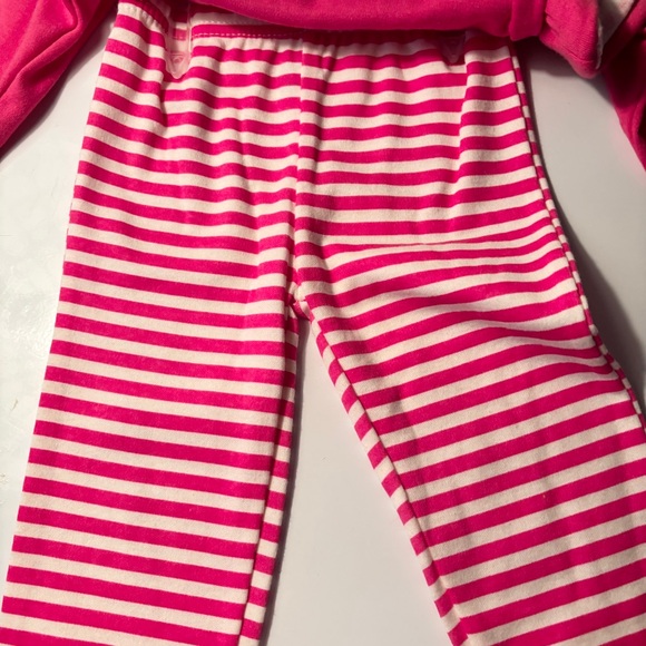 Baby’s Pink Striped Pjs Three Piece Long Sleeve Long Pants Cotton And Cutest Hat - Picture 2 of 5